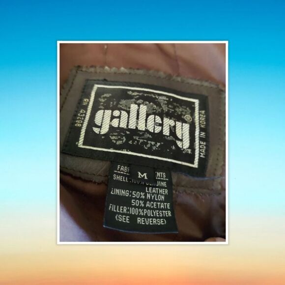 Gallery Rich Brown Leather Jacket Coat size Med. The inside is quilted. Slight w - Picture 7 of 7